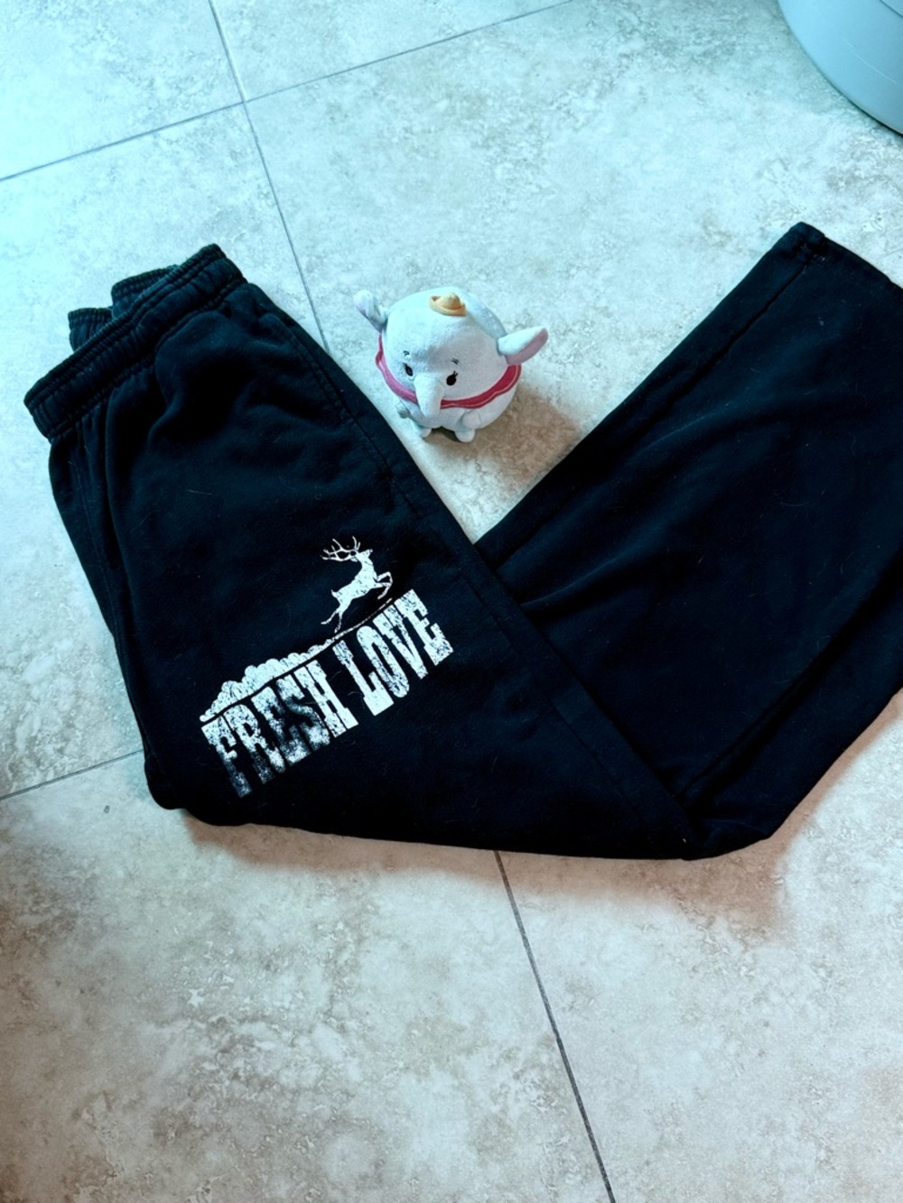 Fresh Love Black Joggers Drawstring Small
